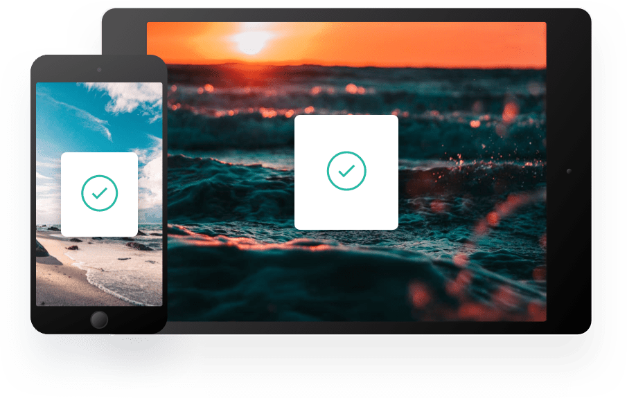 Clipboard app running on a smartphone and a tablet showing a success checkmark